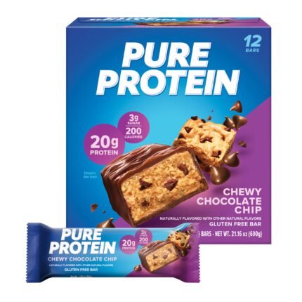 Pure Protein Bars, Chewy Chocolate Chip, 20g Protein, 1.76 oz (Pack of 12)